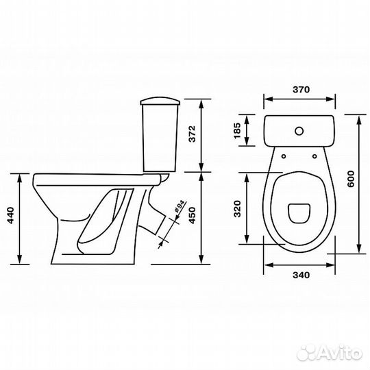Унитаз-компакт Персона Комфорт, с откидным нержаве