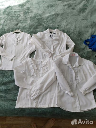 Белые блузки на девочку 128-134