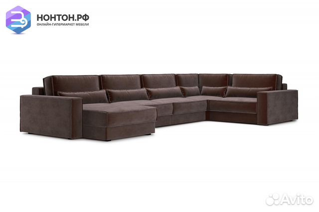 Диван п-образный тик-так Сохо коричневый