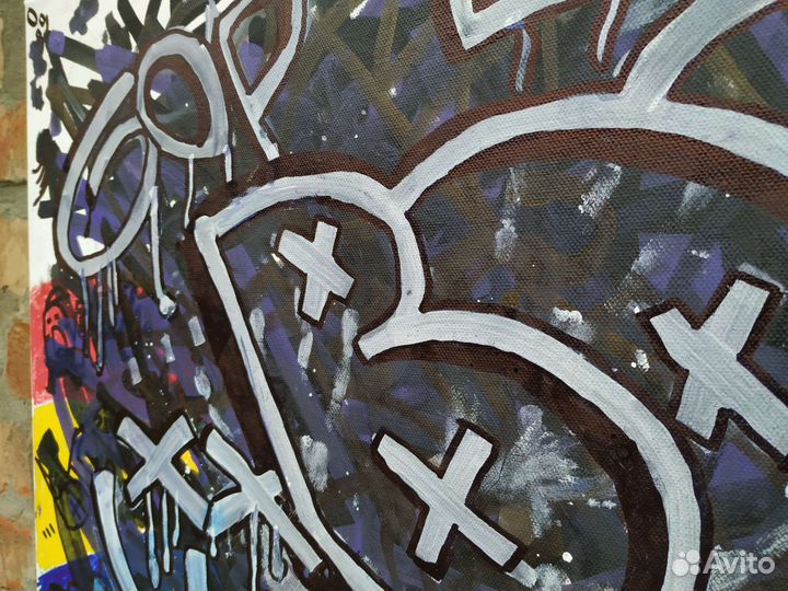 Холст, картина интерьерная в стиле лофт граффити