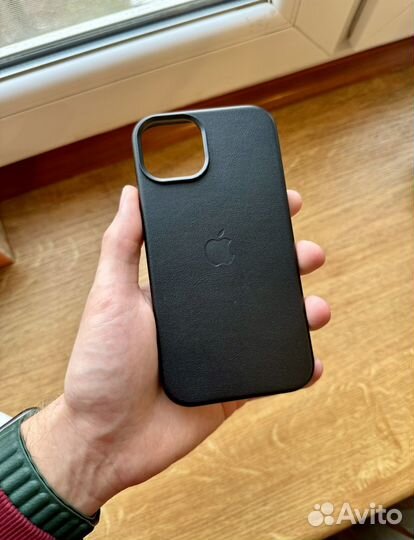 Чехол iPhone 13 Leather Case Magsafe Black