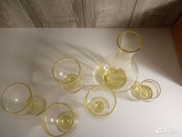 Желтое лимонное стекло СССР бокалы графин
