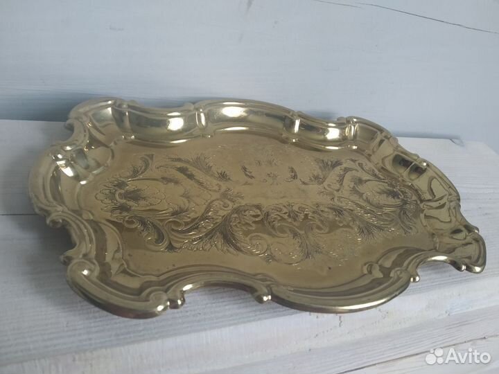 Поднос маленький латунь