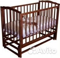 Детская кроватка с маятником/матрас/бортики