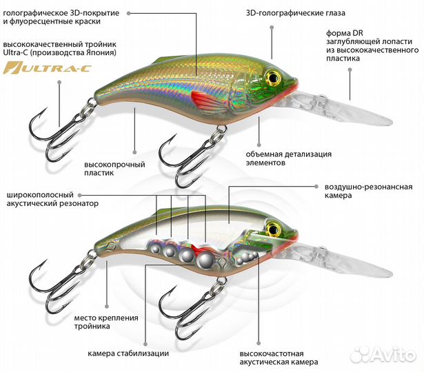 Воблер aqua толстяк DR 66mm,цв105,1шт