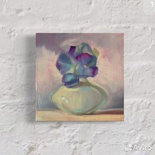 Картина маслом «Ветка гортензии»