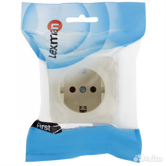 Розетка накладная First с заземлением, цвет бежевы