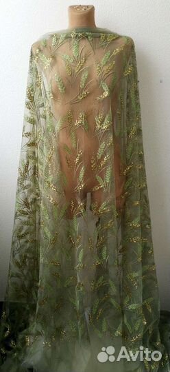 Ткань с пайетками. Процветание, колоски