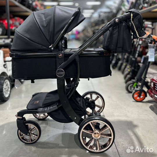 Коляска Luxmom 608 эко кожа черная