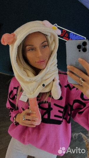 Капющон горнолыжный с бафом персиковый