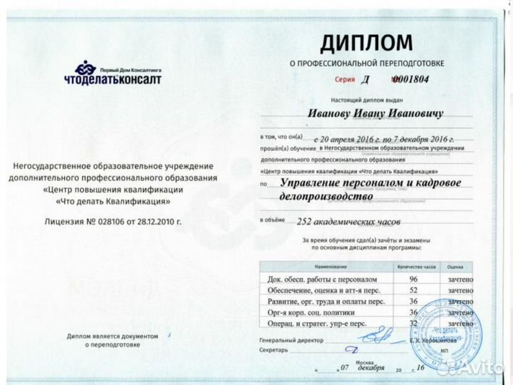 Главный бухгалтер Профессиональная переподготовка