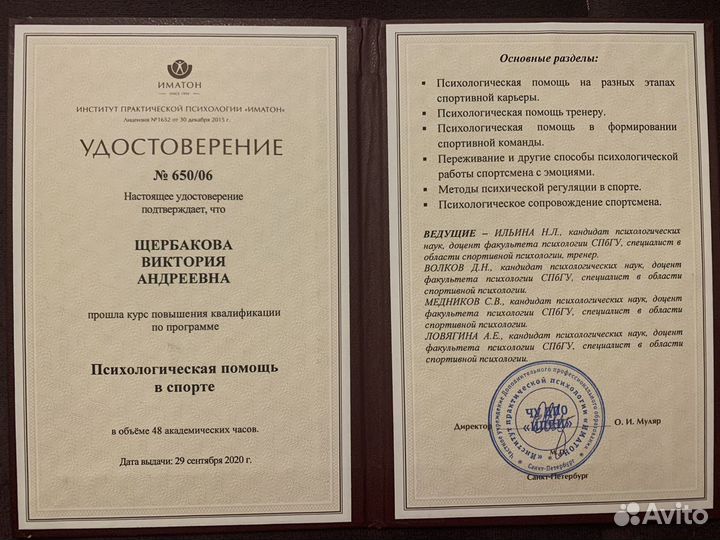 Психолог/спортивный психолог