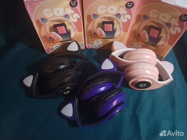 Беспроводные наушники с подсветкой,кошачьи ушки