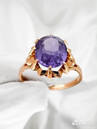 Золотое кольцо с алек. корундом 583 СССР 3.74 гр