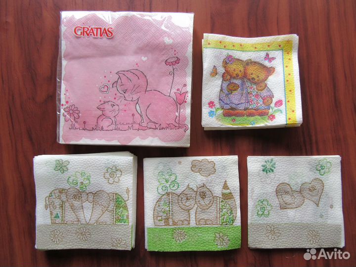 Салфетки для декупажа с кошками, набор и поштучно