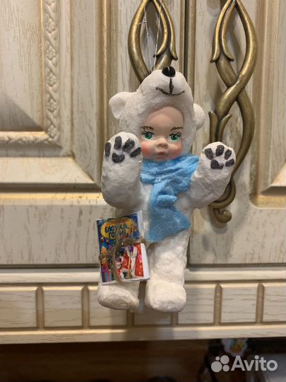 Ватная елочная игрушка ручная работа