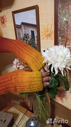 Перчатки митенки шерстяные