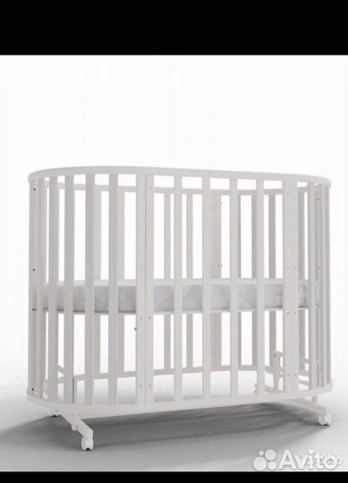 Детская кроватка трансформер с маятником круглая