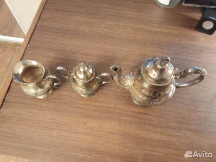 Кофейный сервиз серебряный с позолотой англия 19в