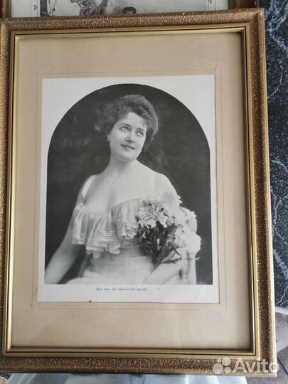 Большие старинные гравюры, рама Германия, Франция