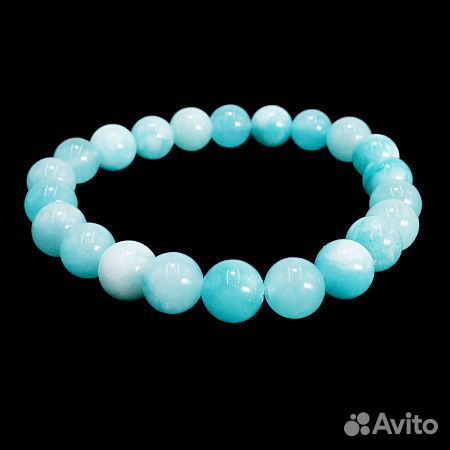 Браслет из камня Небесно-голубой кварц 8мм Оберег