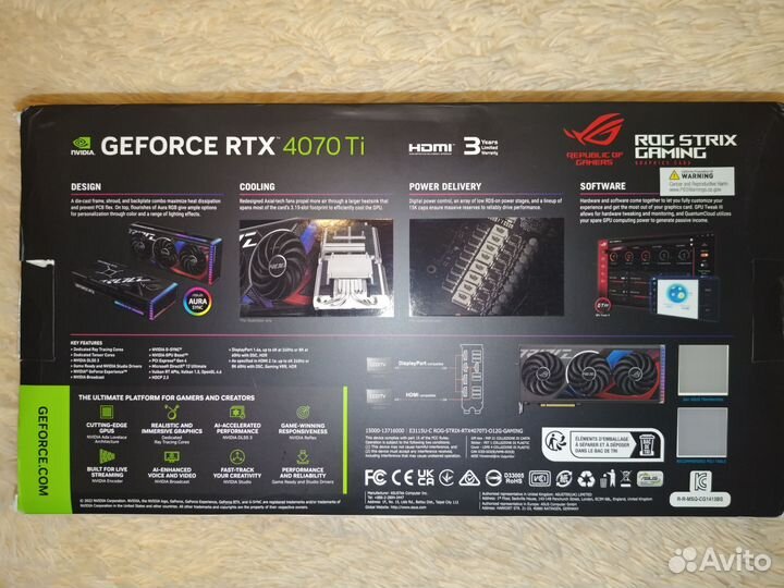 Видеокарта Asus ROG Strix GeForce RTX 4070 Ti OC