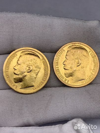 Золотые монеты 15 рублей Николая 2