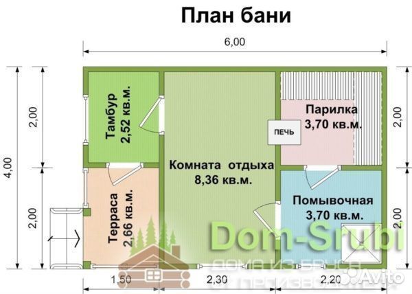 Карабаново. Хорошая надёжная Баня из бруса Б-7 4х6