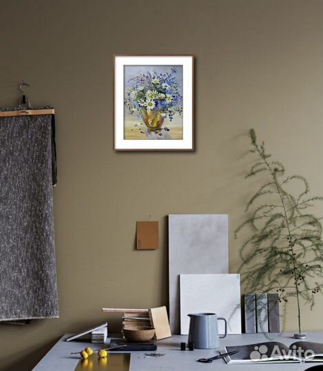 Картина маслом полевой букетик. Цветы