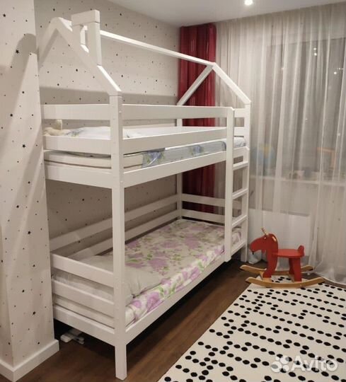 Двухъярусная детская кровать натуральное дерево