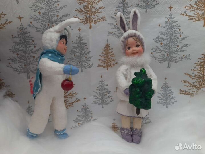 Ватная игрушка зайчики