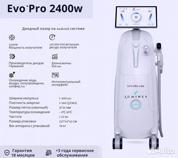 Диодный лазер люминес Evo’Pro 2400в