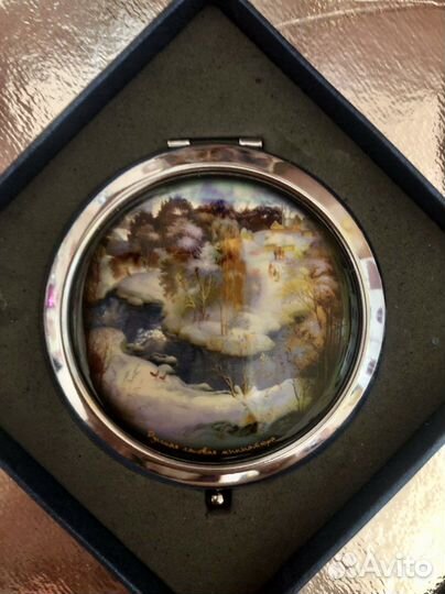 Зеркало карманное русская лаковая миниатюра