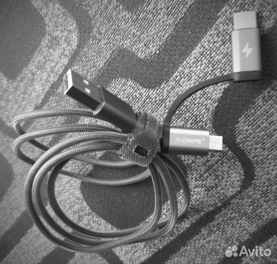 Кабель микро усб+тайпси в металлической оплётке