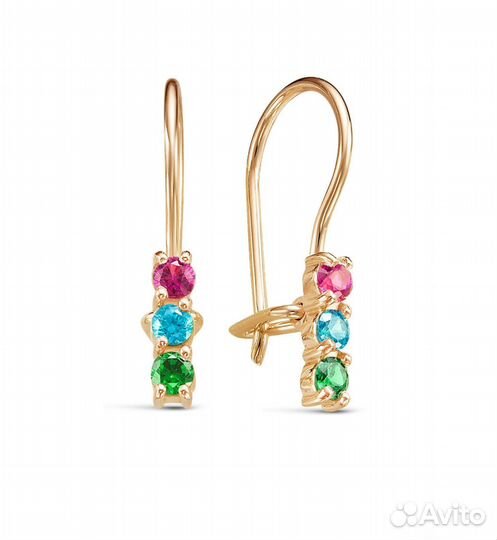 Золотые серьги с фианитами