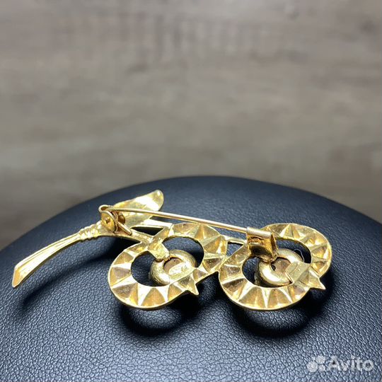 Винтажная Брошь Цветок Розовые Камни Стёкла Ретро