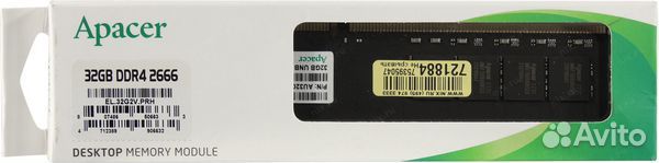 Оперативная память 32Гб apacer AU32GGB26crbbgh DDR4 PC4-25600 CL19 1,2V 2666MHz udimm (25600) (Retai