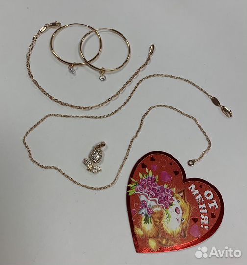 Набор. Цепочка, кулон, браслет и серьги