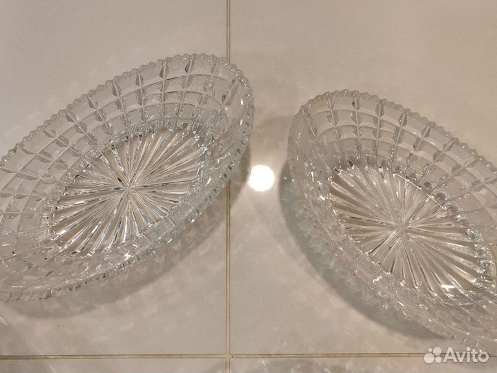 Хрустальные селедочницы, салатницы, менажница