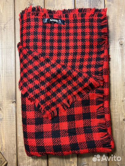 Шарф осенний красный двусторонний