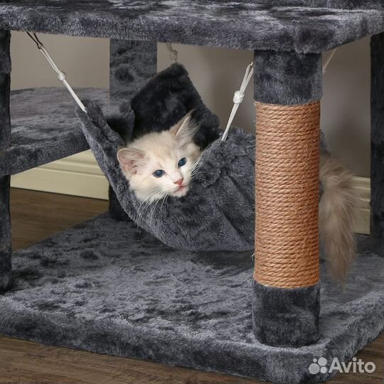 Домик для кошки с когтеточкой и лежаком с бортиком