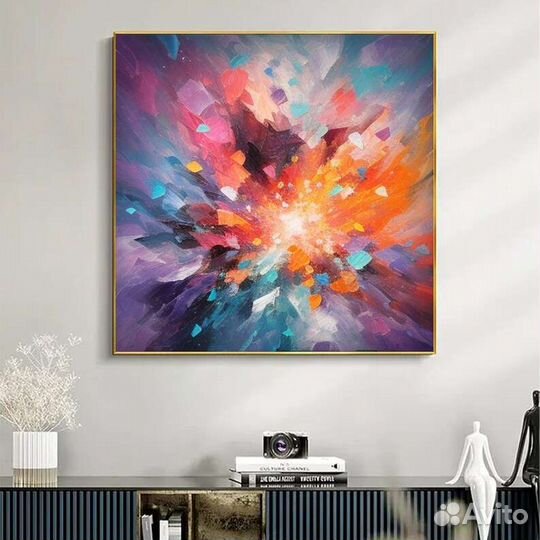 Яркая абстрактная картина маслом Взрыв красок