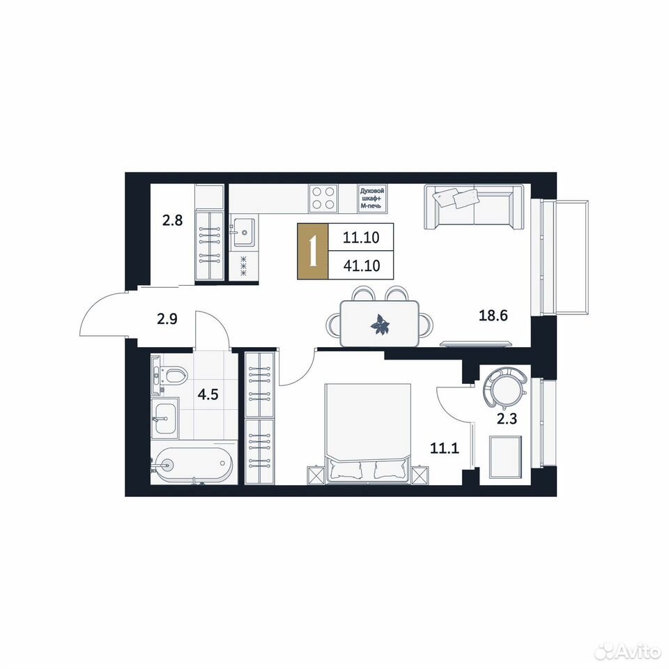 1-к. квартира, 41,1 м², 15/17 эт., Стерлитамак