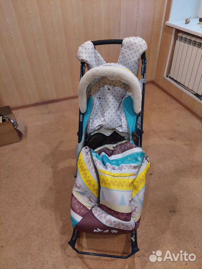 Санки-коляска Ника детям 7-3 Скандинавский бирюзов