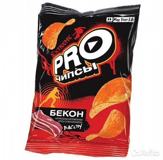 Опт - Чипсы PRO-чипсы со вкусом Бекона 60г