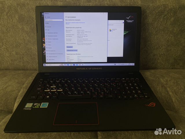 Ноутбук asus rog strix gl553v