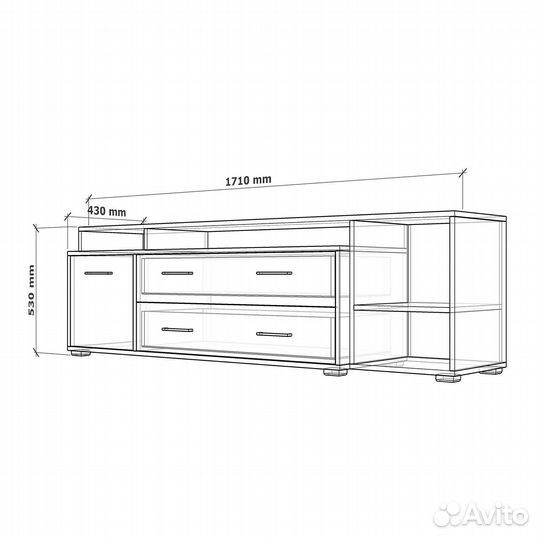 Тв-тумба Кеге-951ne дуб эвок прибрежный под тв тел