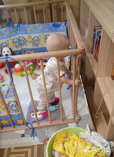 Большой детский игровой манеж деревянный (бук)