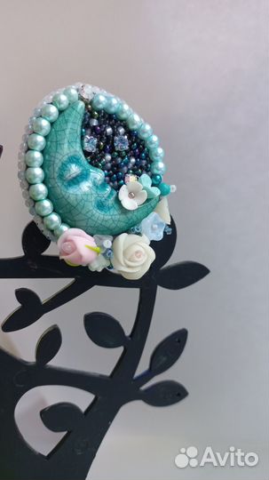 Брошь ручной работы керамика бисер