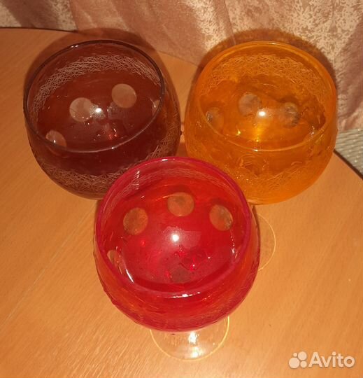 Фужеры цветной хрусталь Германия 60-70гг